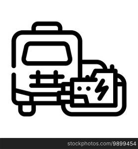 mobile house with generator line icon vector. mobile house with generator sign. isolated contour symbol black illustration. mobile house with generator line icon vector illustration