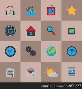 Mobile icons flat set of communication network and social media application buttons isolated vector illustration