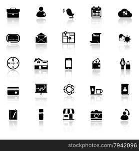 Mobile icons with reflect on white background, stock vector