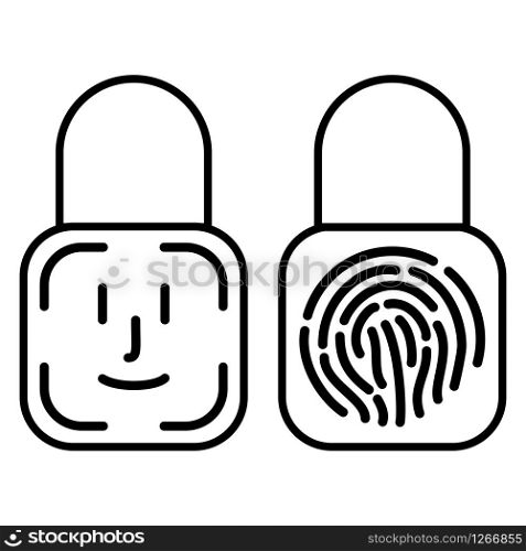 mobile id face touch lock isolated vector illustration