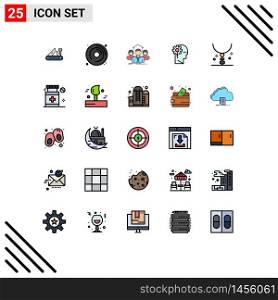 Mobile Interface Filled line Flat Color Set of 25 Pictograms of information, critical, hobby, analytics, group Editable Vector Design Elements