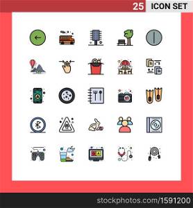 Mobile Interface Filled line Flat Color Set of 25 Pictograms of on, park, beauty, nature, spa salon Editable Vector Design Elements
