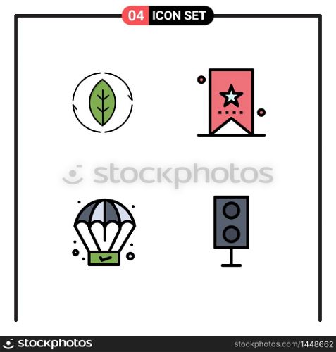 Mobile Interface Filledline Flat Color Set of 4 Pictograms of energy, creative, power, education, product Editable Vector Design Elements
