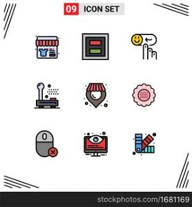 Mobile Interface Filledline Flat Color Set of 9 Pictograms of equipment, electric, two, devices, rating Editable Vector Design Elements