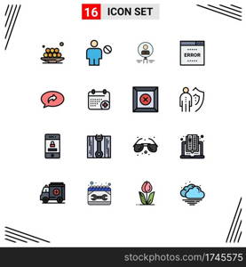 Mobile Interface Flat Color Filled Line Set of 16 Pictograms of search, people, denied, magnifier, hiring Editable Creative Vector Design Elements