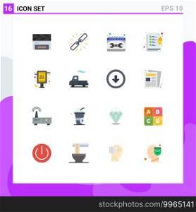Mobile Interface Flat Color Set of 16 Pictograms of big sale, clipboard, web, checklist, repair Editable Pack of Creative Vector Design Elements