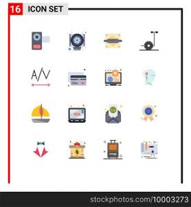 Mobile Interface Flat Color Set of 16 Pictograms of card, text, rolling, segway, motor Editable Pack of Creative Vector Design Elements