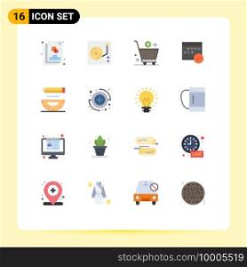 Mobile Interface Flat Color Set of 16 Pictograms of event, business, add, approved, e Editable Pack of Creative Vector Design Elements