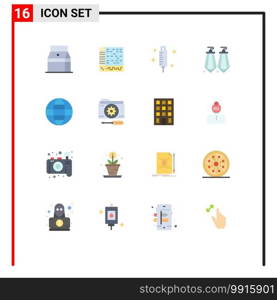 Mobile Interface Flat Color Set of 16 Pictograms of globe, gems, computer, earrings, medical Editable Pack of Creative Vector Design Elements