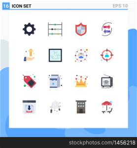 Mobile Interface Flat Color Set of 16 Pictograms of hand, money, antivirus, exchang, chart Editable Pack of Creative Vector Design Elements
