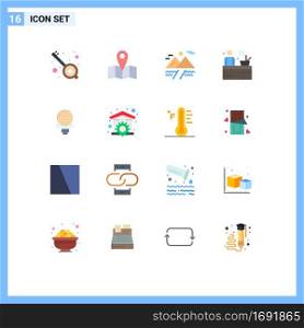 Mobile Interface Flat Color Set of 16 Pictograms of hotel, sport, cloud, golf, spa Editable Pack of Creative Vector Design Elements