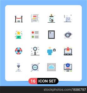 Mobile Interface Flat Color Set of 16 Pictograms of like, favorite, investment, black, business Editable Pack of Creative Vector Design Elements