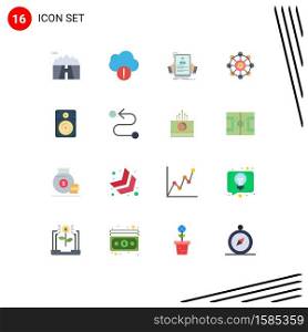 Mobile Interface Flat Color Set of 16 Pictograms of loud, scince, employee, machine learning, learning Editable Pack of Creative Vector Design Elements