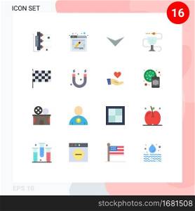 Mobile Interface Flat Color Set of 16 Pictograms of mark, pharmacy, arrow, medicine, fitness Editable Pack of Creative Vector Design Elements