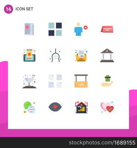 Mobile Interface Flat Color Set of 16 Pictograms of mobile, time, body, date, calendar Editable Pack of Creative Vector Design Elements