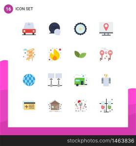 Mobile Interface Flat Color Set of 16 Pictograms of park, slider, ecommerce, page, contact us Editable Pack of Creative Vector Design Elements