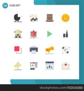 Mobile Interface Flat Color Set of 16 Pictograms of power, energy, sale tag, ecology, top hat Editable Pack of Creative Vector Design Elements