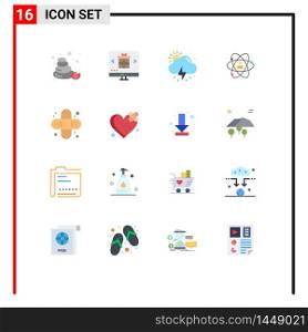 Mobile Interface Flat Color Set of 16 Pictograms of power, person, cloud, human, development Editable Pack of Creative Vector Design Elements
