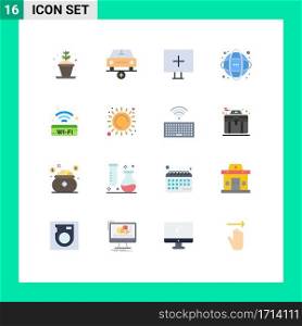 Mobile Interface Flat Color Set of 16 Pictograms of public sign, network, aim, information, data Editable Pack of Creative Vector Design Elements