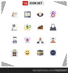Mobile Interface Flat Color Set of 16 Pictograms of ribbon, flower, peer, eight, human Editable Pack of Creative Vector Design Elements