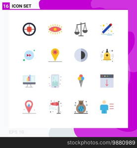 Mobile Interface Flat Color Set of 16 Pictograms of right, arrow, design, school supplies, libra Editable Pack of Creative Vector Design Elements