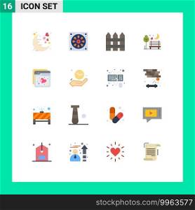 Mobile Interface Flat Color Set of 16 Pictograms of romantic, moon, toilet, night, interior Editable Pack of Creative Vector Design Elements