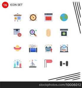 Mobile Interface Flat Color Set of 16 Pictograms of secure, lock, error page, delivery, worldwide Editable Pack of Creative Vector Design Elements