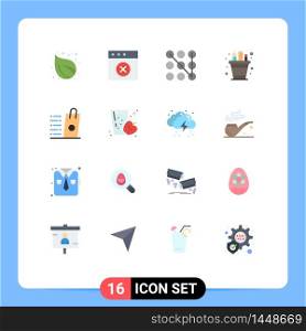Mobile Interface Flat Color Set of 16 Pictograms of sell, bag, pattern, pot, pencil Editable Pack of Creative Vector Design Elements