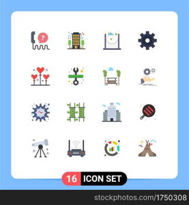 Mobile Interface Flat Color Set of 16 Pictograms of tool, valentine, bridge, party, balloon Editable Pack of Creative Vector Design Elements