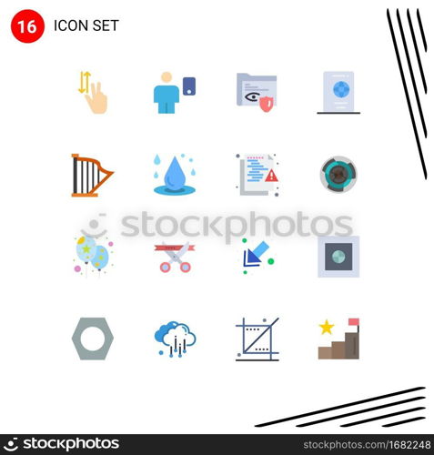 Mobile Interface Flat Color Set of 16 Pictograms of tourist, passport, human, holiday, security Editable Pack of Creative Vector Design Elements