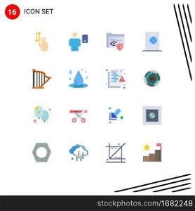 Mobile Interface Flat Color Set of 16 Pictograms of tourist, passport, human, holiday, security Editable Pack of Creative Vector Design Elements