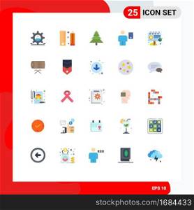 Mobile Interface Flat Color Set of 25 Pictograms of advertisement, human, programing, device, avatar Editable Vector Design Elements