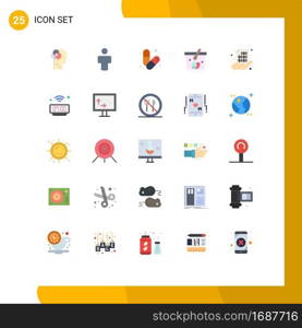Mobile Interface Flat Color Set of 25 Pictograms of code, egg, body, cart, pills Editable Vector Design Elements