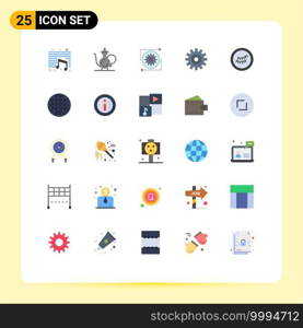 Mobile Interface Flat Color Set of 25 Pictograms of cogs, setting, religion, gear, operation Editable Vector Design Elements