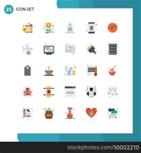 Mobile Interface Flat Color Set of 25 Pictograms of company, solution, money, smart house, home networking Editable Vector Design Elements