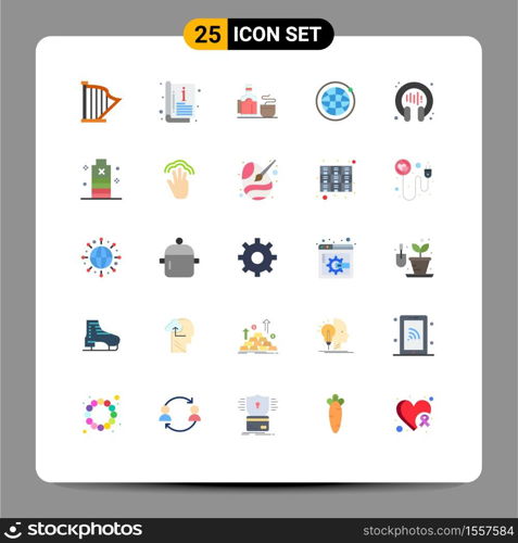 Mobile Interface Flat Color Set of 25 Pictograms of conversation, world, template, internet, hotel Editable Vector Design Elements