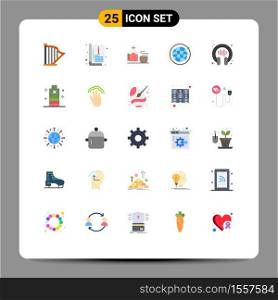 Mobile Interface Flat Color Set of 25 Pictograms of conversation, world, template, internet, hotel Editable Vector Design Elements