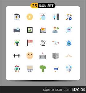 Mobile Interface Flat Color Set of 25 Pictograms of counter, group, yen, elevator, punching Editable Vector Design Elements