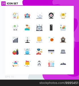 Mobile Interface Flat Color Set of 25 Pictograms of discount, review, life, rating, location Editable Vector Design Elements