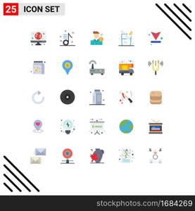 Mobile Interface Flat Color Set of 25 Pictograms of drink, juice, cost, user, payment Editable Vector Design Elements