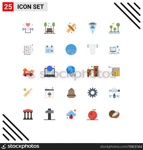 Mobile Interface Flat Color Set of 25 Pictograms of filtration, filter, relax, data, pencil and ruler Editable Vector Design Elements
