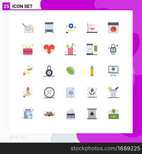 Mobile Interface Flat Color Set of 25 Pictograms of layout, chart, management, transfusion, medical Editable Vector Design Elements