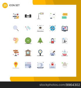 Mobile Interface Flat Color Set of 25 Pictograms of message, bubble, tower, chat, usb Editable Vector Design Elements