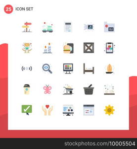 Mobile Interface Flat Color Set of 25 Pictograms of records, finance, book, business, water Editable Vector Design Elements