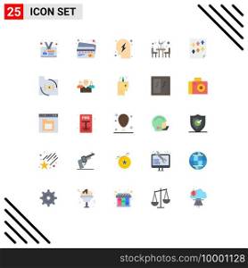 Mobile Interface Flat Color Set of 25 Pictograms of report, page, strategy, high, table Editable Vector Design Elements
