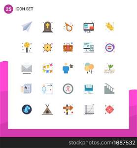 Mobile Interface Flat Color Set of 25 Pictograms of screen, blogging, tombstone, blog, knot Editable Vector Design Elements