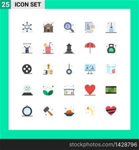 Mobile Interface Flat Color Set of 25 Pictograms of valuation, graph, tree, data, virus Editable Vector Design Elements