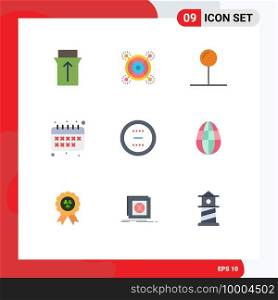 Mobile Interface Flat Color Set of 9 Pictograms of interface, circle, coordinate, cancel, education Editable Vector Design Elements