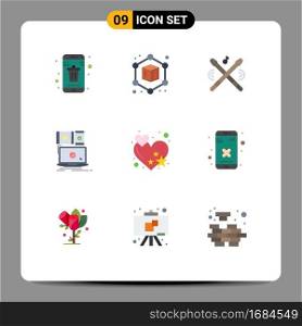 Mobile Interface Flat Color Set of 9 Pictograms of rate, technology, instrument, responsive, devices Editable Vector Design Elements