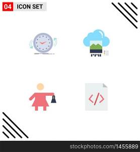 Mobile Interface Flat Icon Set of 4 Pictograms of backup, online, counter, jpg, shopping Editable Vector Design Elements